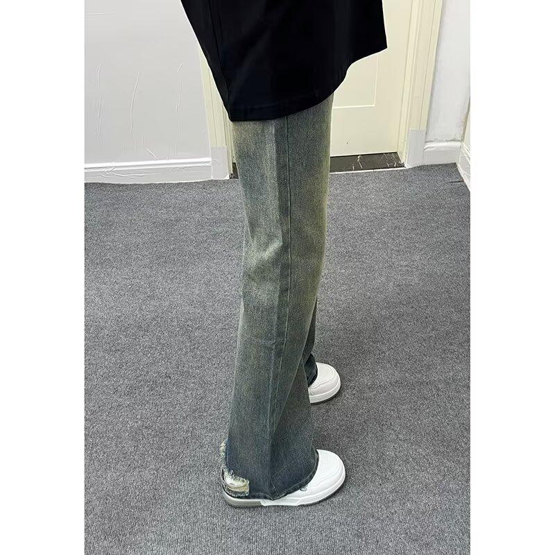 

Ретро джинсы мужские осенние новые стильные взрывные уличные хулиганские красивые повседневные брюки для подростков свободные прямые широкие мужские брюки 3XL синий