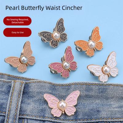 Jeans Button Adjustable Clips for Skirts Waist Tightener Buckle Snap Button Detachable Butterflies Pin Button Clothing Supplies