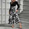 Women's Floral Print High Waist Fashionable And Elegant Dress