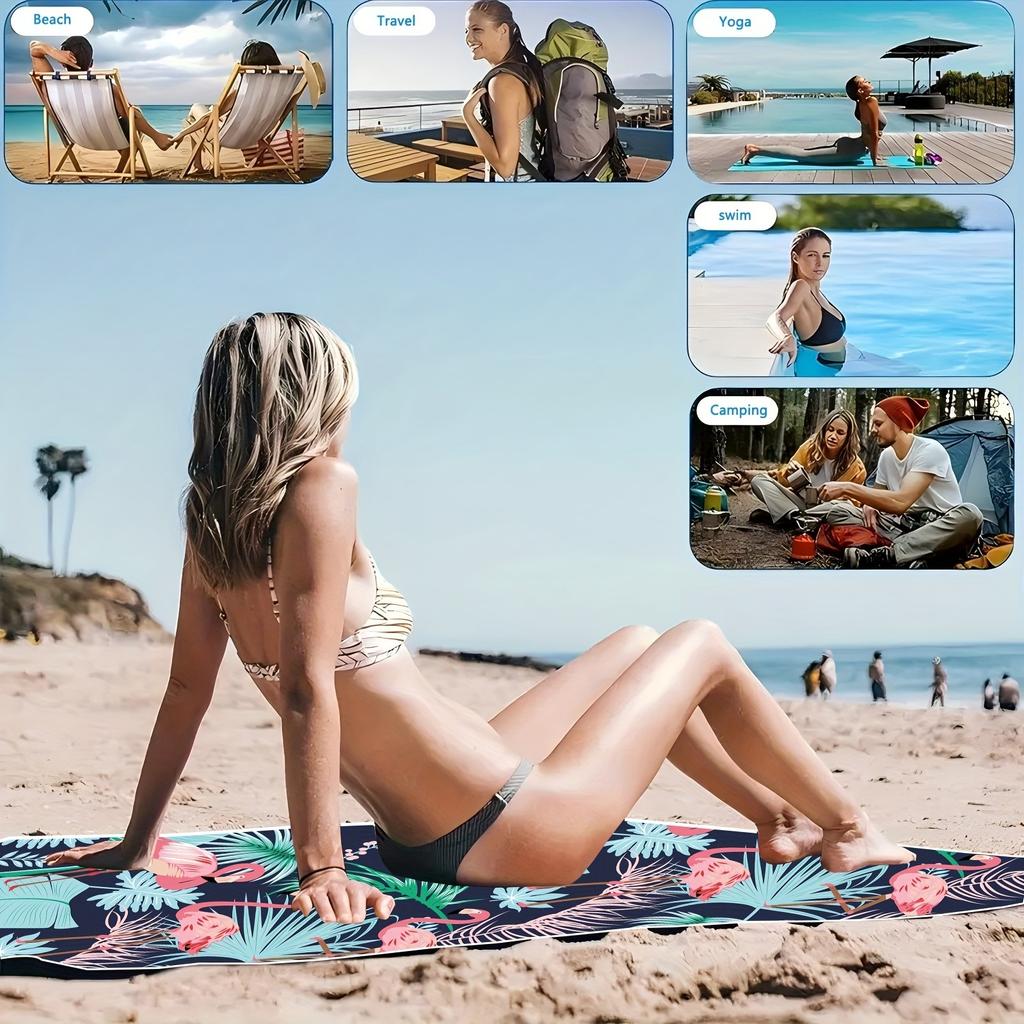 Flamingo & Palm Leaf Printed Beach Towel: Dive into Summer Vibes! Suitable for towels, bath towels, beach towels