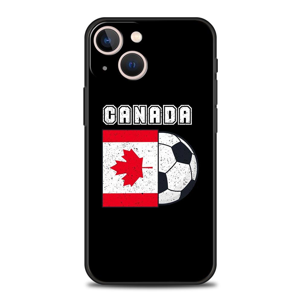 Ahorn Kanada Flagge Liebe Fußball Weiche Handyhülle Für iPhone 11 12 13 15 14 Pro Max X XR XS 7 8 Plus SE 2020 Luxus Schwarze Hülle
