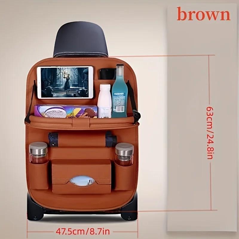 Foldable Car Backseat Organizer Table Tray Kick Mats Cup Umbrella Holders Laptop Desk Multifunctional On The Go Car Storage