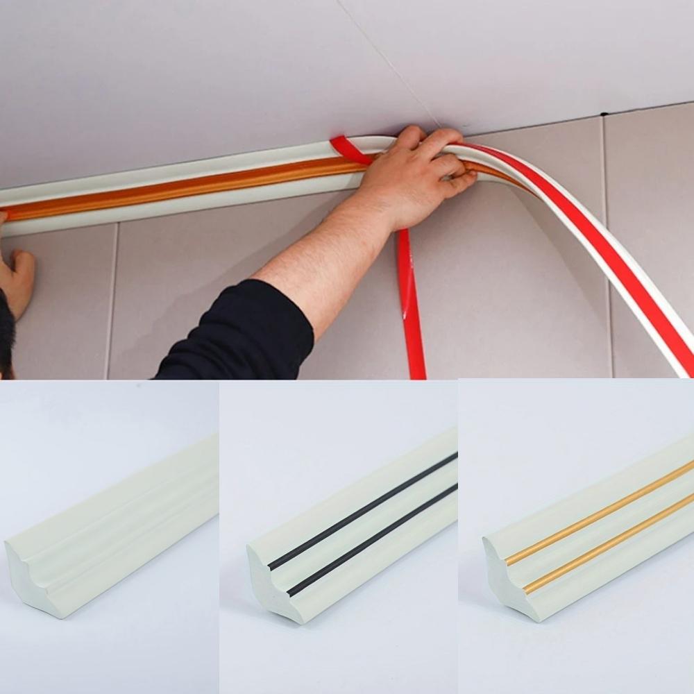 1pc 2mX3.5cm Wall Edge Strip Stickers Self-Adhesive Waterproof Baseboard Corner Waist Line Ceiling Edge Strip Home Decor