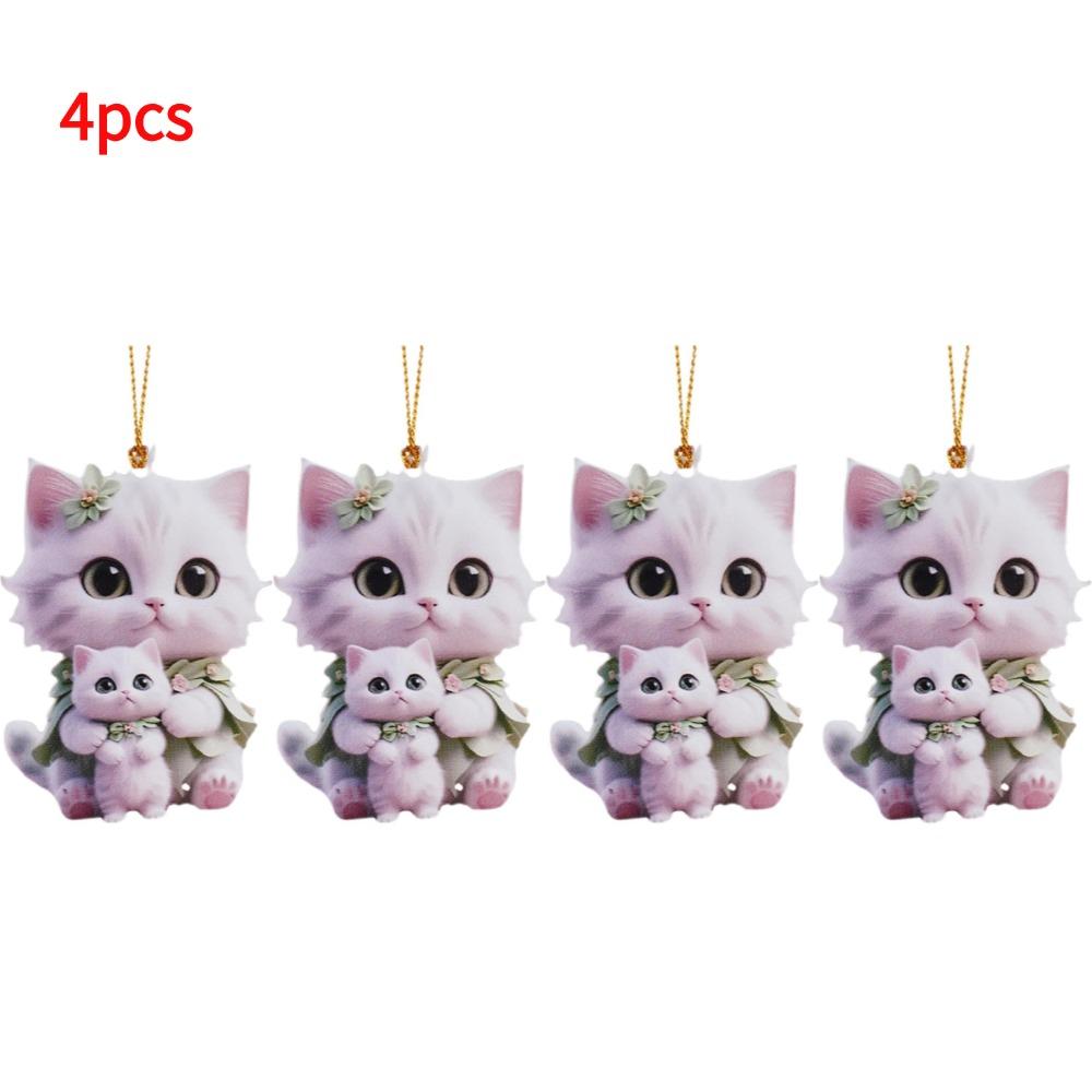 2D Acrylic Car Pendant Car Ornament Accessories Cute Cats Realistic Animal Rearview Mirror Hanging Pendant