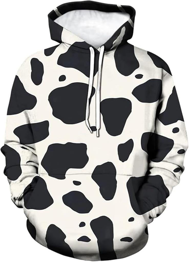 Cow spot Pattern Men Hoodie For Men Women Cartoon 3D Printed Hooded Pullover Autumn Casual Men Tops Cosplay Party Sweatshirt