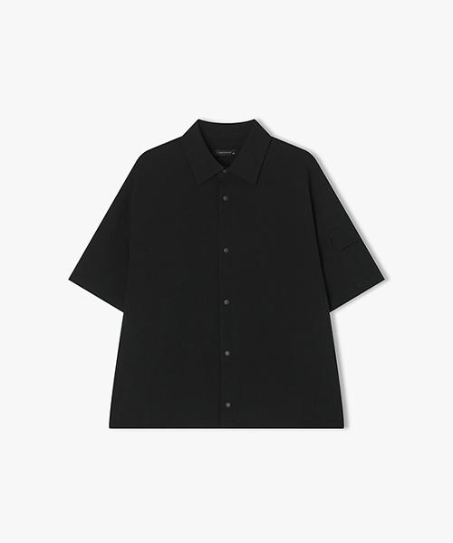 River Classy [25Ss] Llm31503 Black Nylon Snap Short Sleeve Shirt 95