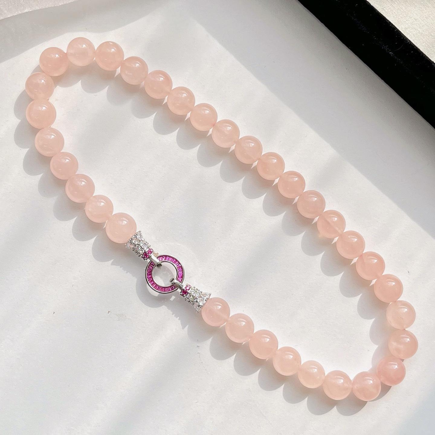 High Quality Ice Transparent 12Mm Natural Madagascar Grapefruit Powder Crystal Necklace