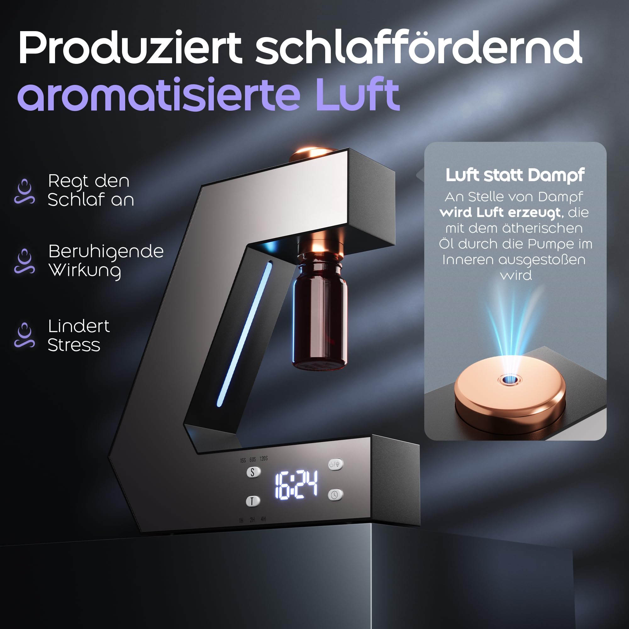 

Pure Essential Oil Aromatherapy Machine Intelligent Timing Automatic Aroma Diffuser Black