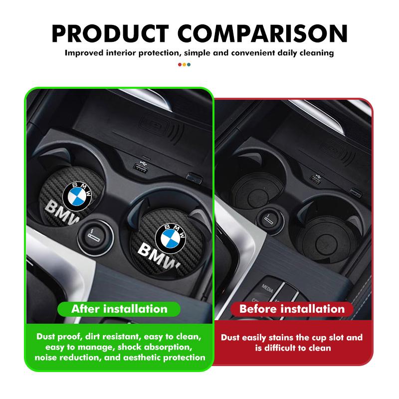 2pcs Car Water Cup Mats Carbon Fiber Coaster Non-Slip Pad For BMW M3 M5 X3 E93 F10 F20 F30 F40 F15 F25 F26 F31 F49 F86 wzdr27