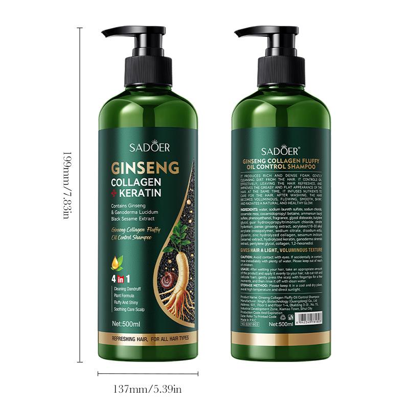 Szampon z Żeń-szeniem i Kolagenem 500ml Puszysty Szampon Oczyszczający Regulujący Sebum Produkty do Pielęgnacji Skóry