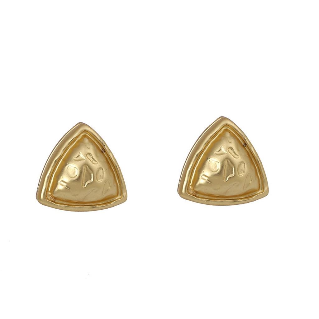 Personalized design sense retro simple geometric hammer pattern concave-convex double-sided three-dimensional triangular versatile female ear buckle