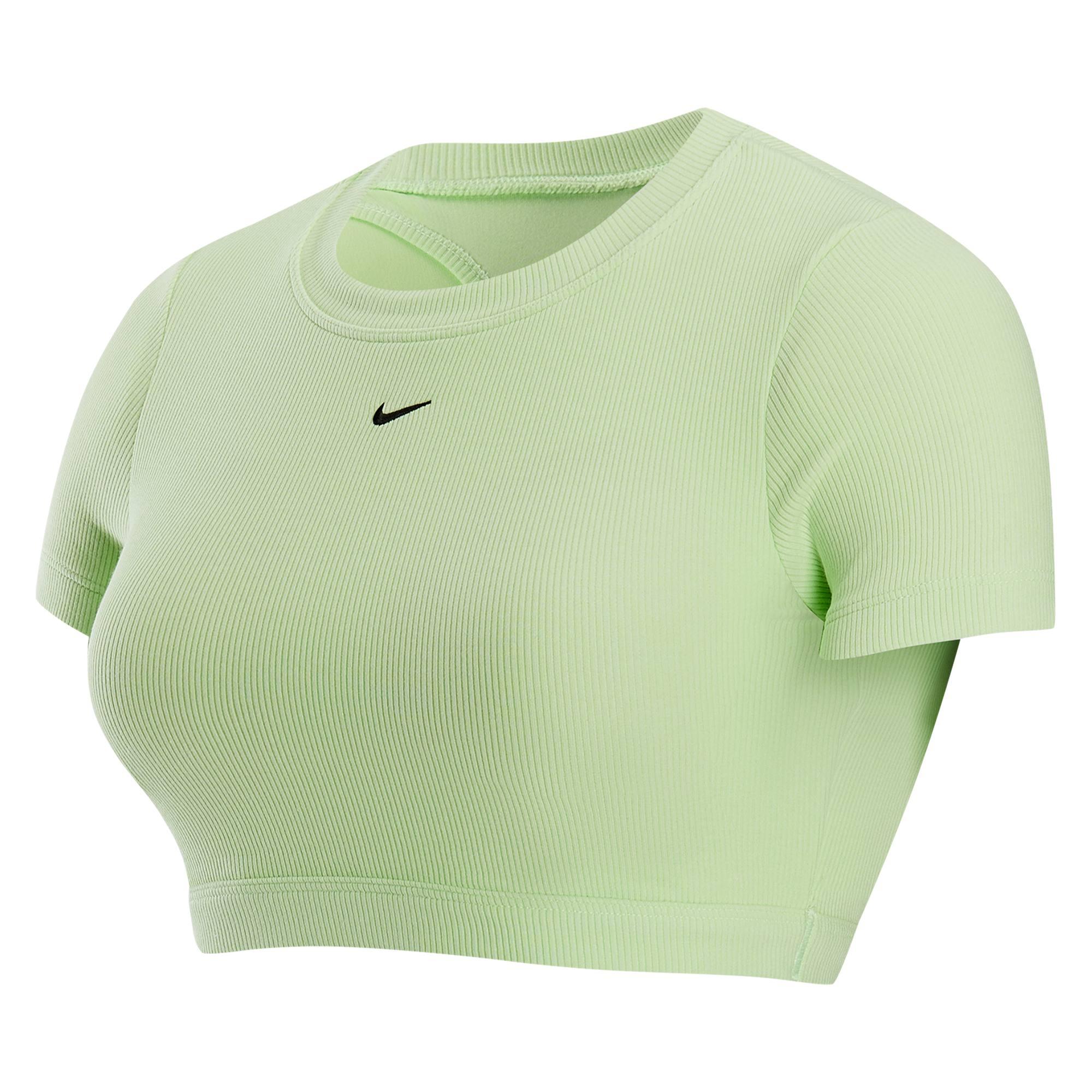 

Nike Sportswear Classics Simple Solid Color Comfortable Short Sleeve T-Shirt Women Tops Light-Lime Black HF5418-360 XL