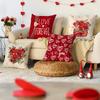 4Pcs Valentine'S Day Pillow Cover, Romantic And Sweet Valentine'S Day Love Flower Printed Sofa Decorative Cushion Cover