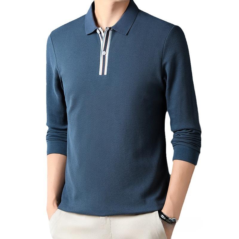 Мужская футболка с длинным рукавом Весна Новинка Топ Лацкан Мужская рубашка ПОЛО Мужская — фото 3