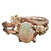 Vintage Rose Gold Opal Couple Rings Set - Cross Design for Women