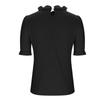 Women S Solid Color Round Neck Mid Sleeve Pleated Top