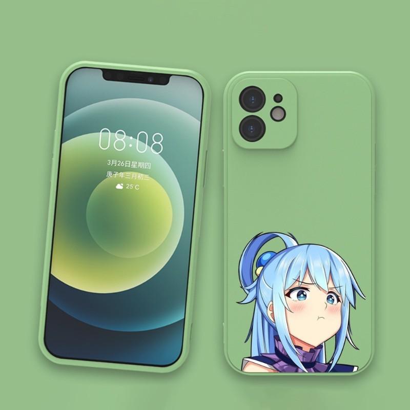 Urocze etui na telefon Konosuba Aqua dla iPhone 14 11 12 13 Pro Max X XR XSMax 6 6S 7 8 Plus SE 2022 Miękkie kwadratowe kolorowe etui na telefon