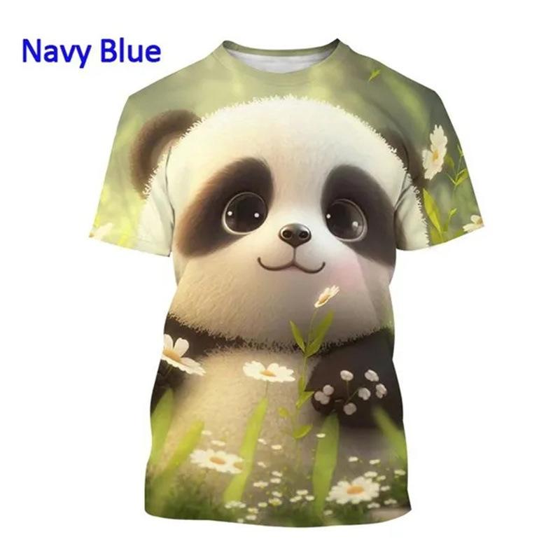 Summer Cute Panda 3D Printed Casual Short Sleeve T-Shirts Women’s