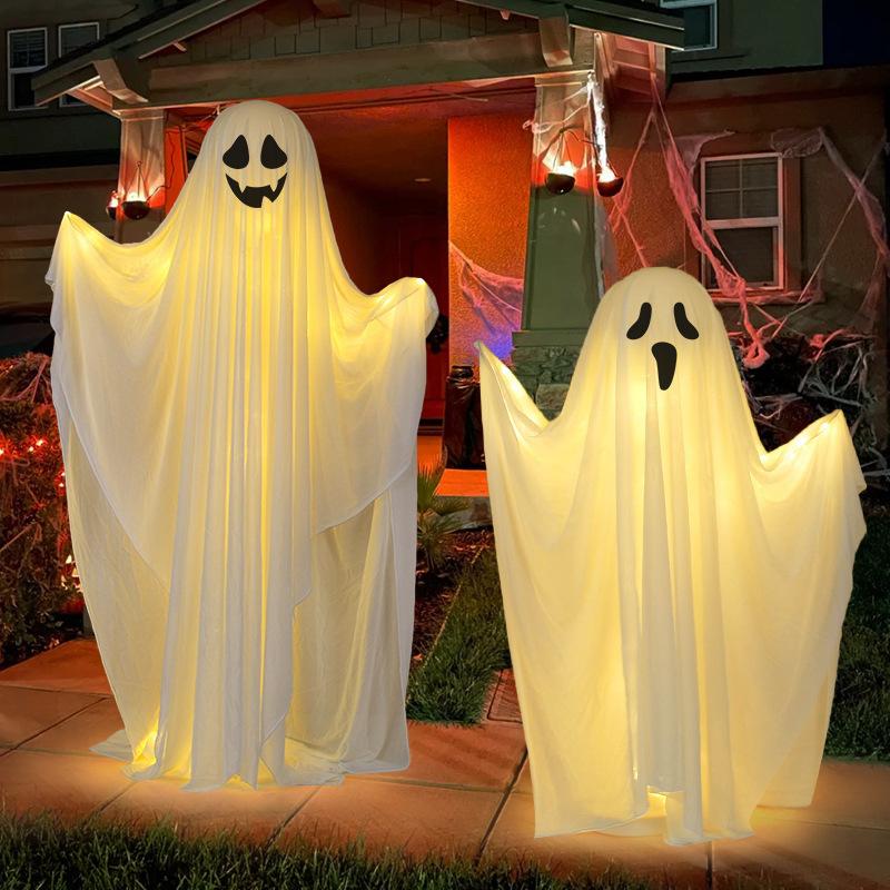 Spooky Lighted Standing Ghosts 85cm 165CM Outdoor Halloween Decor Scary Animated Haunted Porch Front Door Yard Party Atmosphere