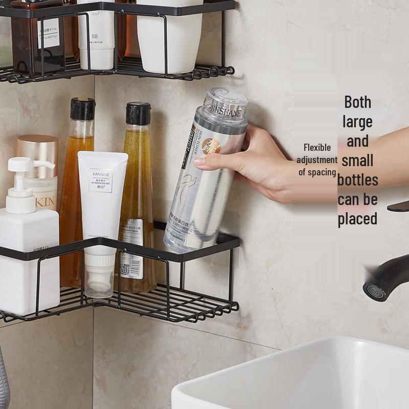 Punch-Free Wrought Iron Triangle Corner Bathroom Shelf