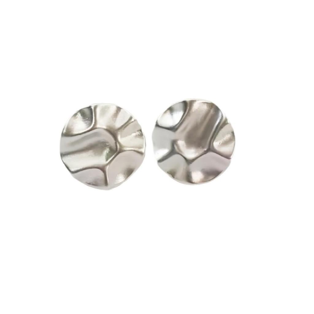 European & American Elegant Pleated Round Earrings - Unique, Cold Style for Everyday Wear