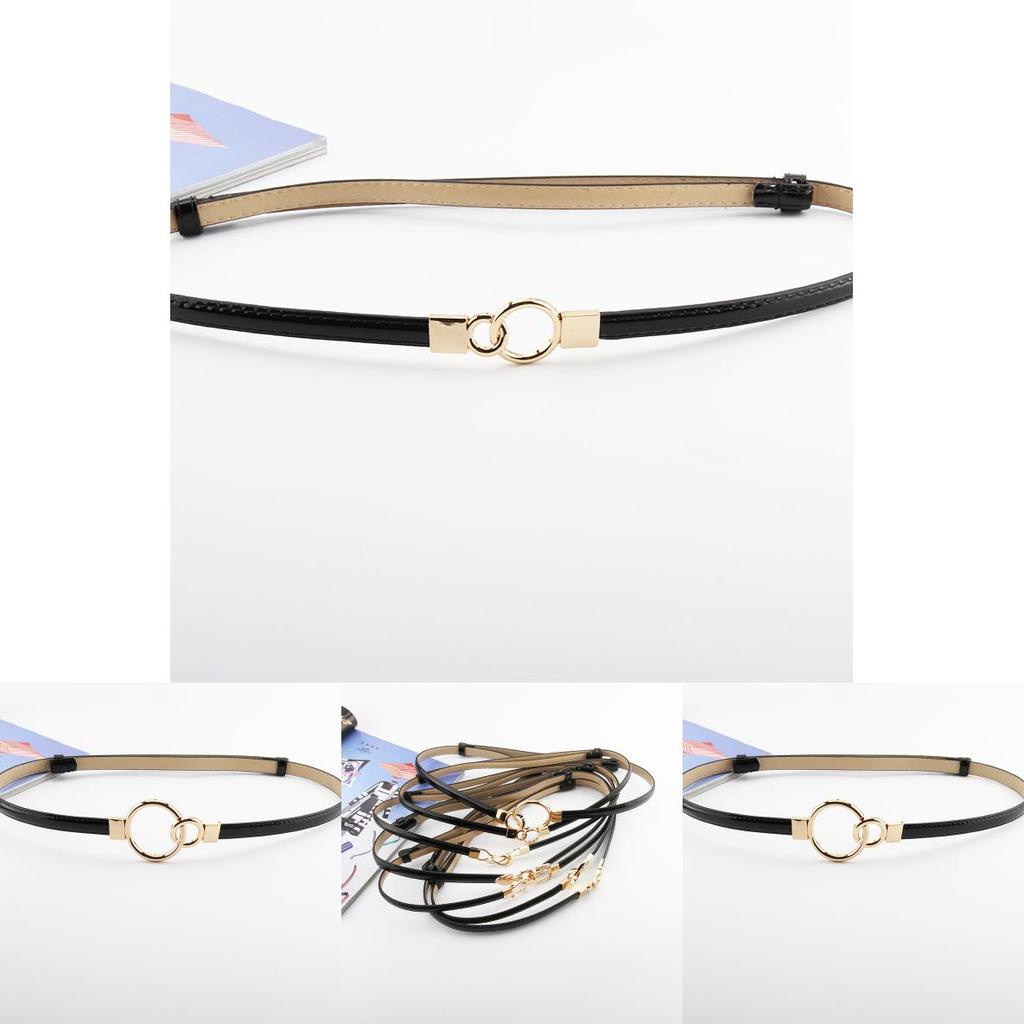 Simple Solid Color Ring Buckle Decoration Women Slim Waist Belt For Elegant Looks