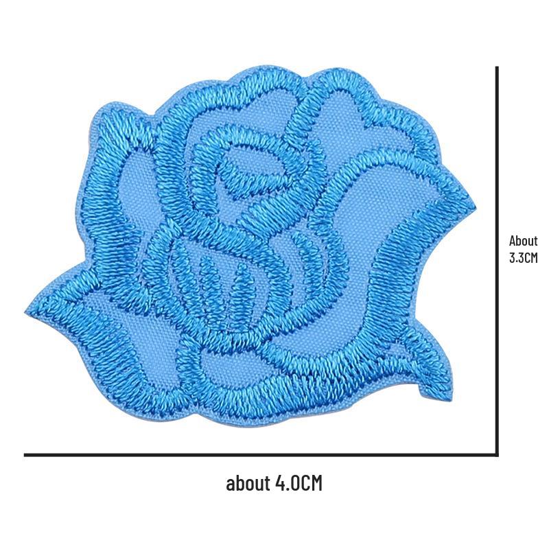 Self-Adhesive Small Embroidered Rose Patch - Fabric Jacket Label & Journal Decoration
