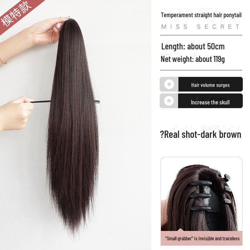 Ladies' Long Straight Hair Clip-On Ponytail Extension (Natural Look)