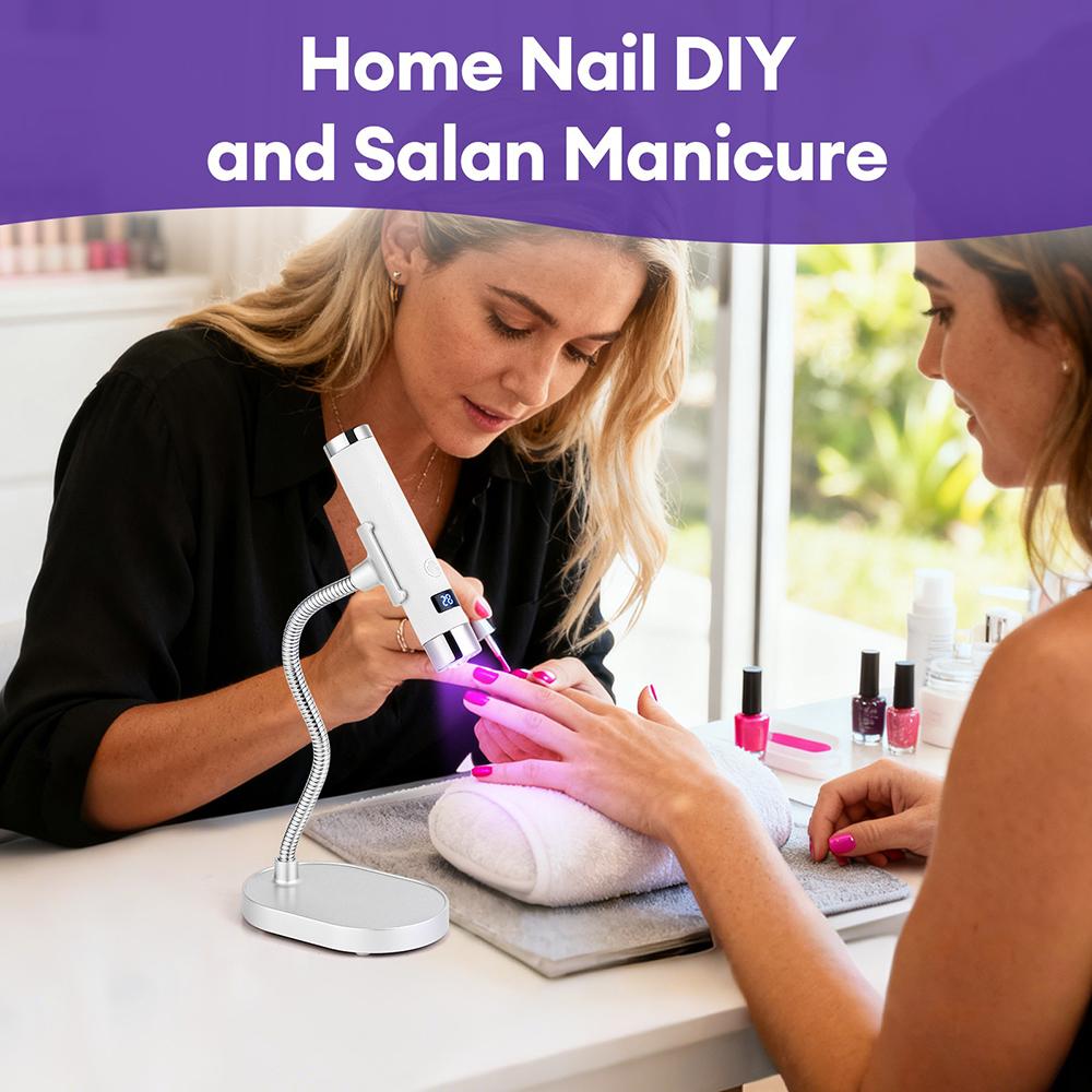 Portable UV Nail Lamp Handheld Stand USB Rechargeable Gel Nails Lamp With Flexible Hose LED Therapy Light Nail Art Tools