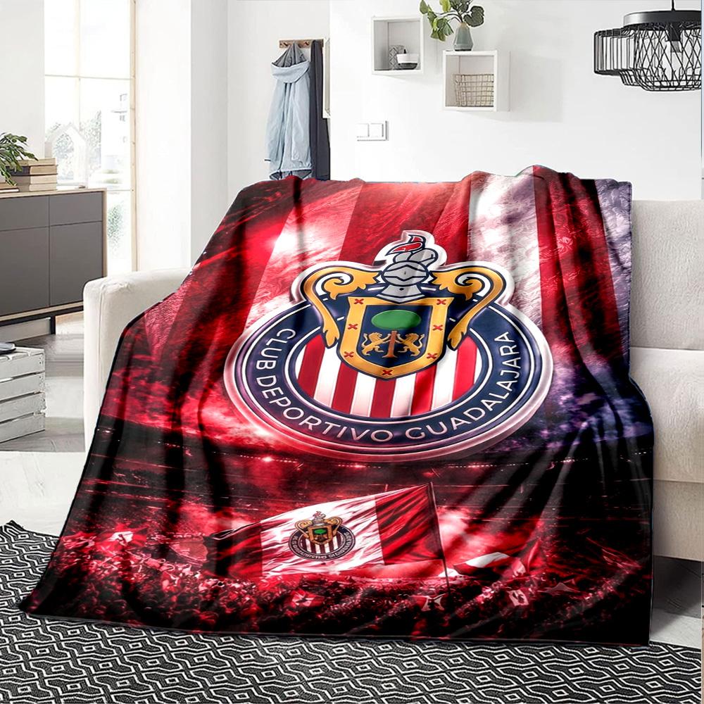 Chivas Guadalajara Logo Print Flannel Blanket High Quality Warm Comfortable Cover for All Seasons Perfect for Gifts Home Decor