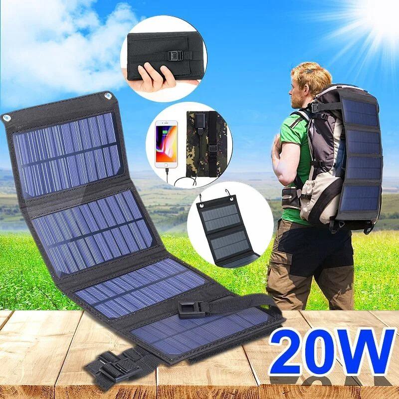 Portable USB Foldable Solar Panel Folding Solar Panels Travel Mobile Phone Charging Power Bank for Flashlight Fan Mobile Phone