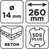 Wiertło do betonu SDS Plus z podwójną spiralą 14 x 260 mm