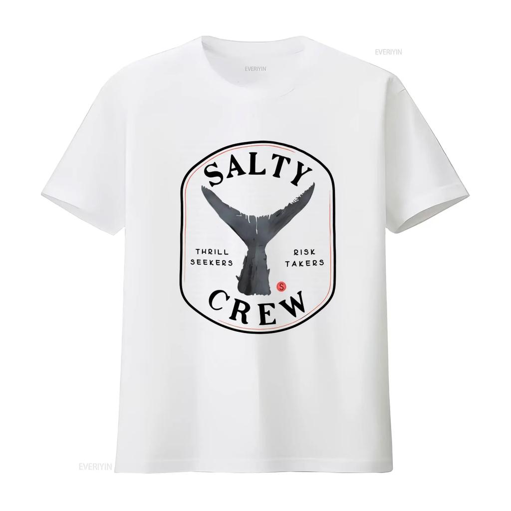 Salty Crew Unisex Taglia M Maglietta Nera Cercatori di Brividi Rischiosi Pesca Design Pesce Maglietta Streetwear Vintage Leggermente Elastica