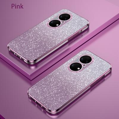 For Huawei P50 Luxury Electroplated Glitter Case For Huawei P50 Pro Soft TPU Bumper Transparent Phone Back Cover