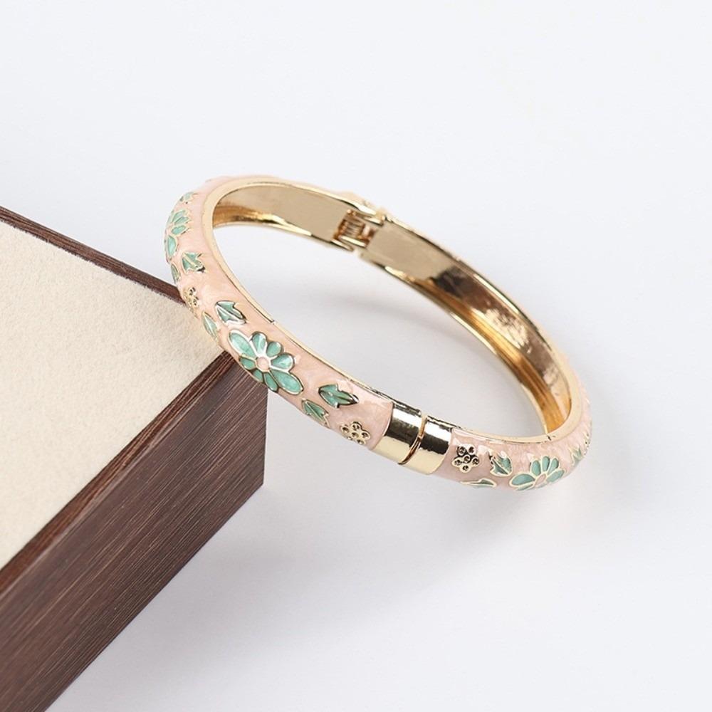 Enamel Vintage Cloisonne Bangle Colorful Women's Hand Bracelet Fashion Flower Bangle  Girls