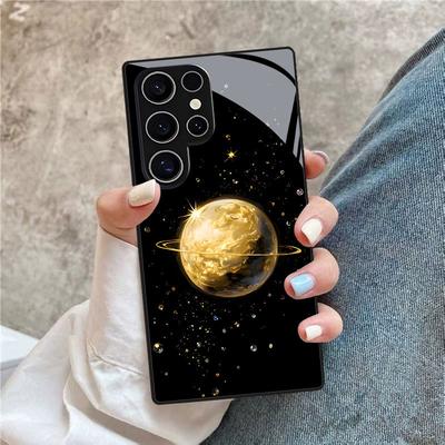 Capa de Celular Vidro TPU Capa para Samsung Galaxy S26 S25 S24 S23 S22 S21 FE, Ultra, Plus Resistente a Quedas Planetas e o Universo