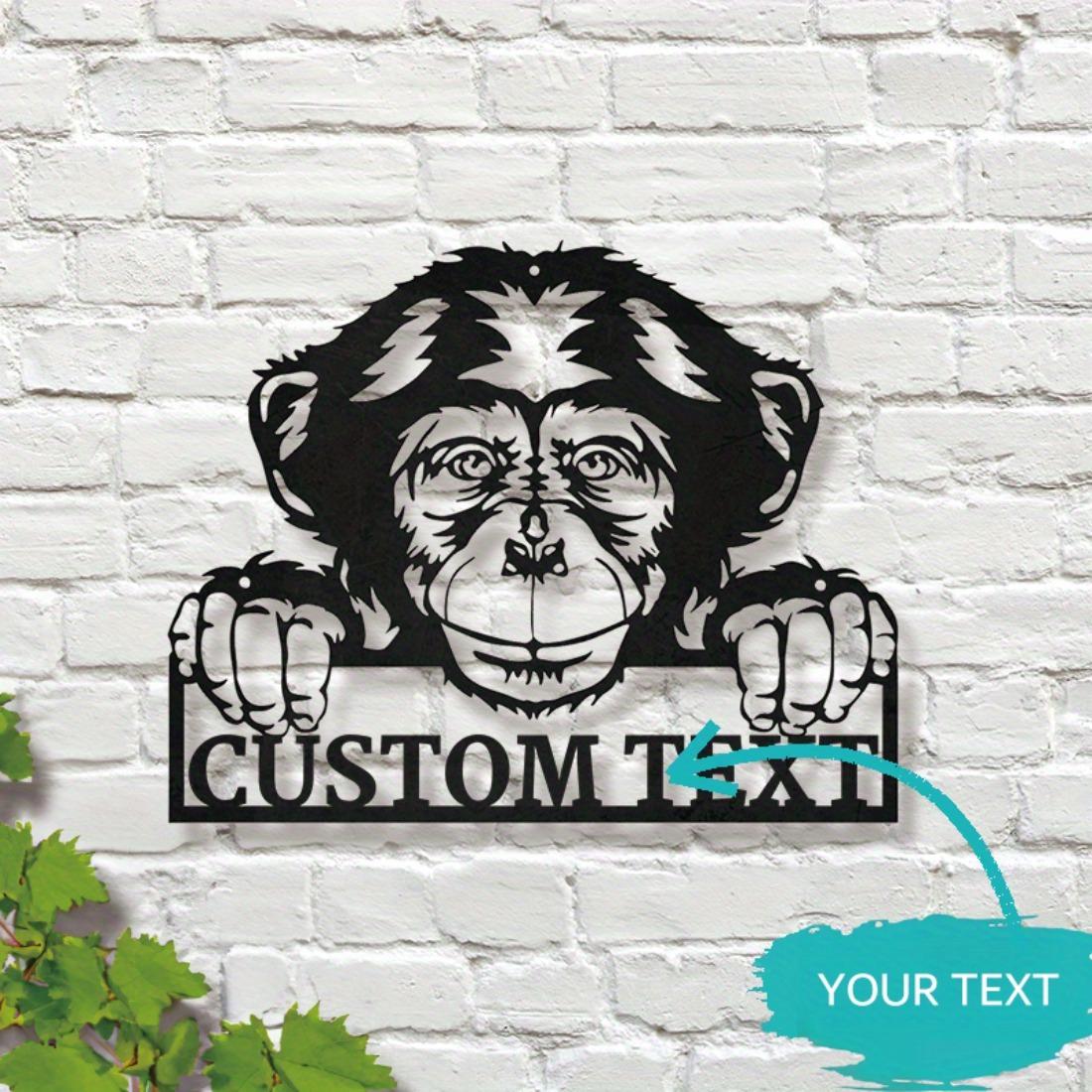 

Personalized Chimpanzee Monkey Metal Wall Art, Custom Name Plaque for Animal Lovers M чёрный