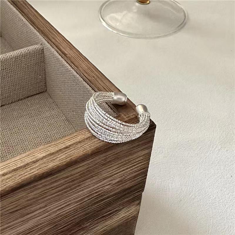 Sterling Silver Open Ring Personality Versatile Design Fashion Temperament Live Adjustable Ring Women