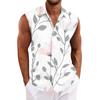 Men Tank Tops Sleeveless Shirts for Men with Button Down Collar and Tropical Print Men’s Tank Tops Men’s Tank Shirts
