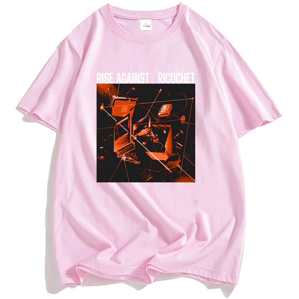 Ricochet Album Cover T-Shirt RISE AGAINST Rock Band Tshirts Casual Short Sleeve Male T Shirt Unisex Hip Hop Streetwear Men Tees