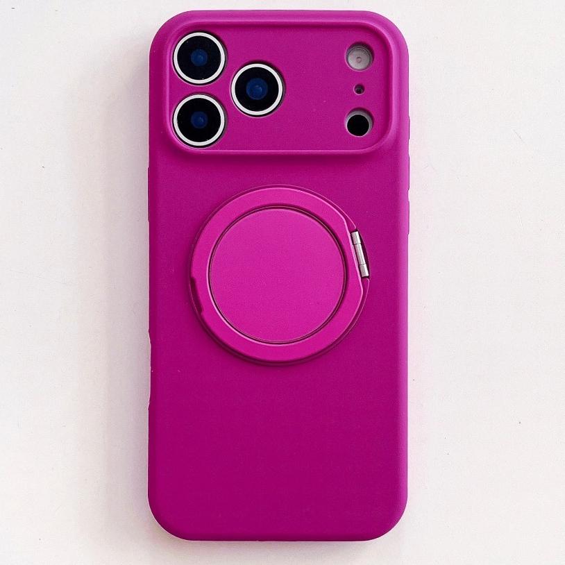 Original Liquid Silicone Phone Case For iPhone 17 16 15 14 Pro Max 17Pro 16Pro Air 360°Rotate Stand Holder Soft Shockproof Cover