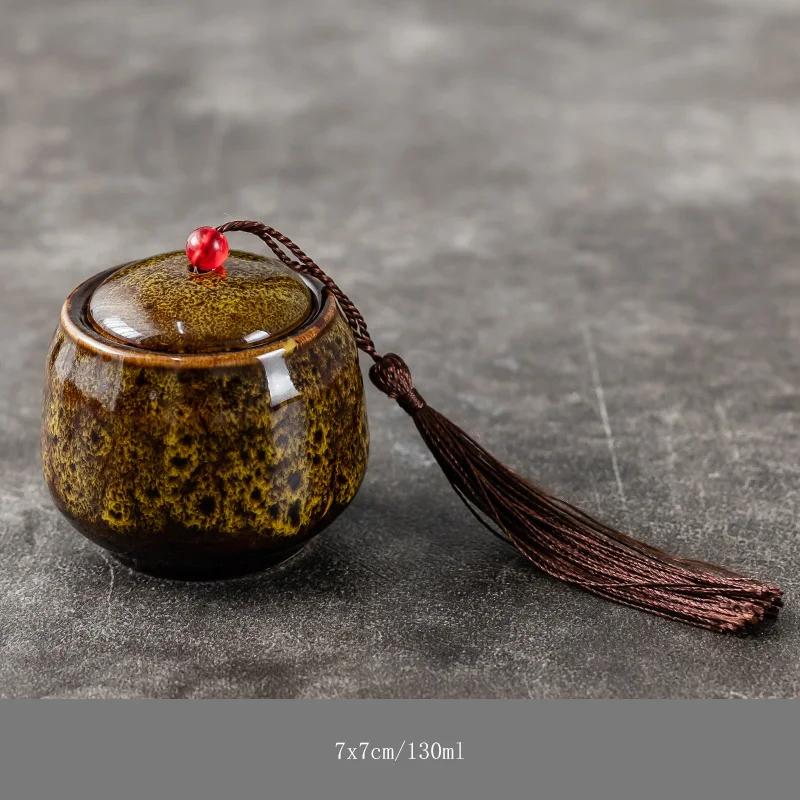 Ceramic Mini Storage Cans Portable Travel Camouflage Tea Cans Household Moisture-proof Storage Cans with Lids Food Containers