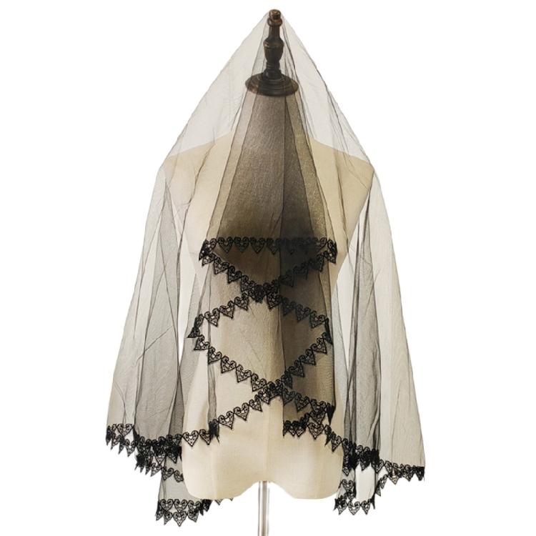 Bröllopstyll Brud Flerskiktad Slöja med Spets Hjärtformad Kant Elegant Brudtärna Slöja