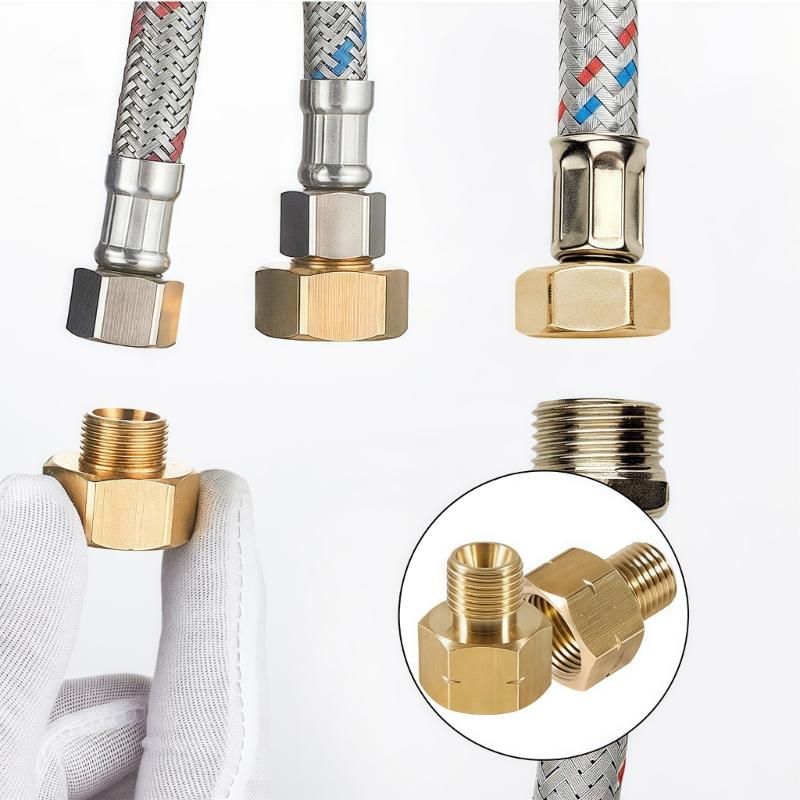 2 Stück Messing Gasadapter Konverter Gasleitung Adapter Rohrverbinder 1/4 x 3/8 Zoll Schlauchverschraubungen Verbinder für Gasherd