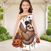 Girls Round Neck Sleeveless Cartoon Chicken Pumpkin Printed A Line Flared Dress
