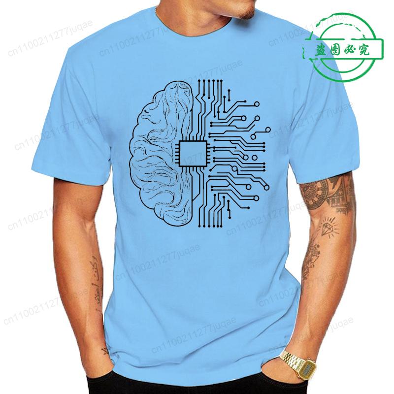 New Trend Men's Brain Technology Tee T-shirts Casual and Breathable Men's Clothing Cpu Computer T-Shirts Short Sleeve Tops Tees