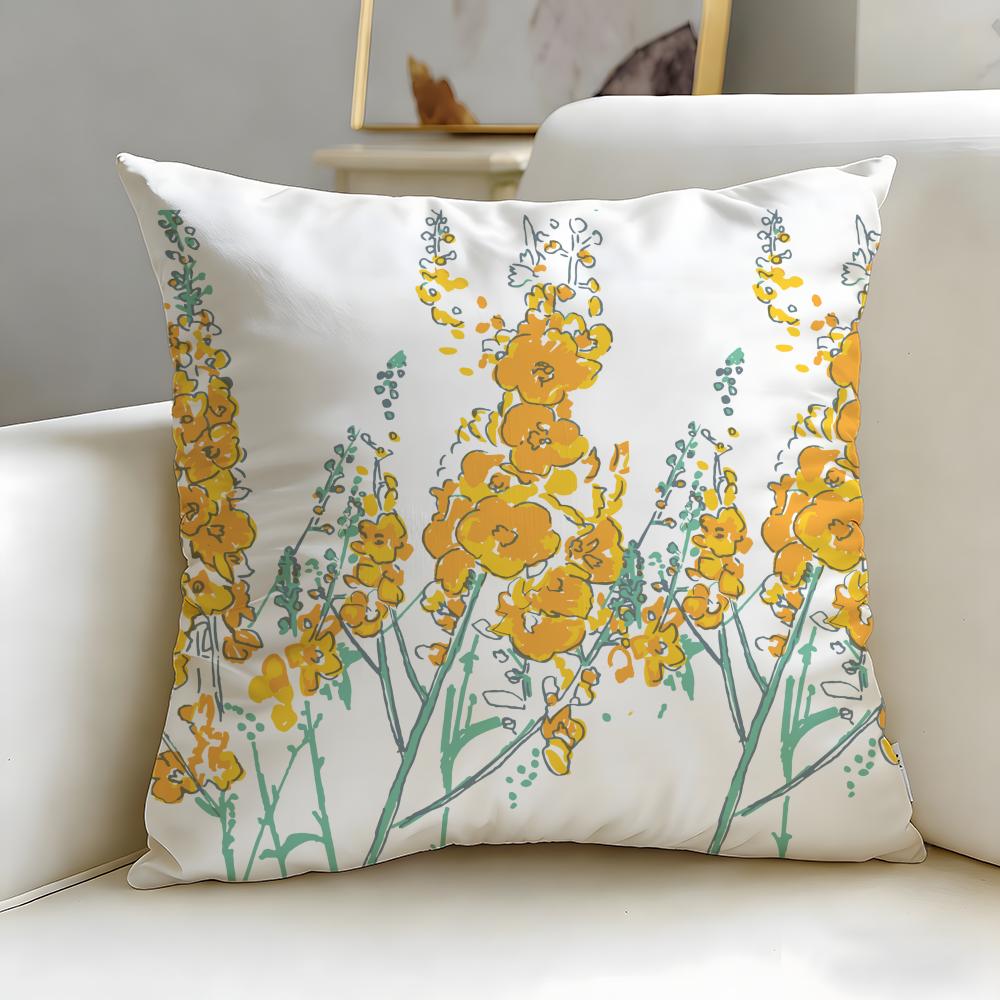 Classic Theme Spring Wildflowers Cushion Cover Soft & Easy-Wash Pillow Case – Versatile for Couch, Bed, Travel and Office