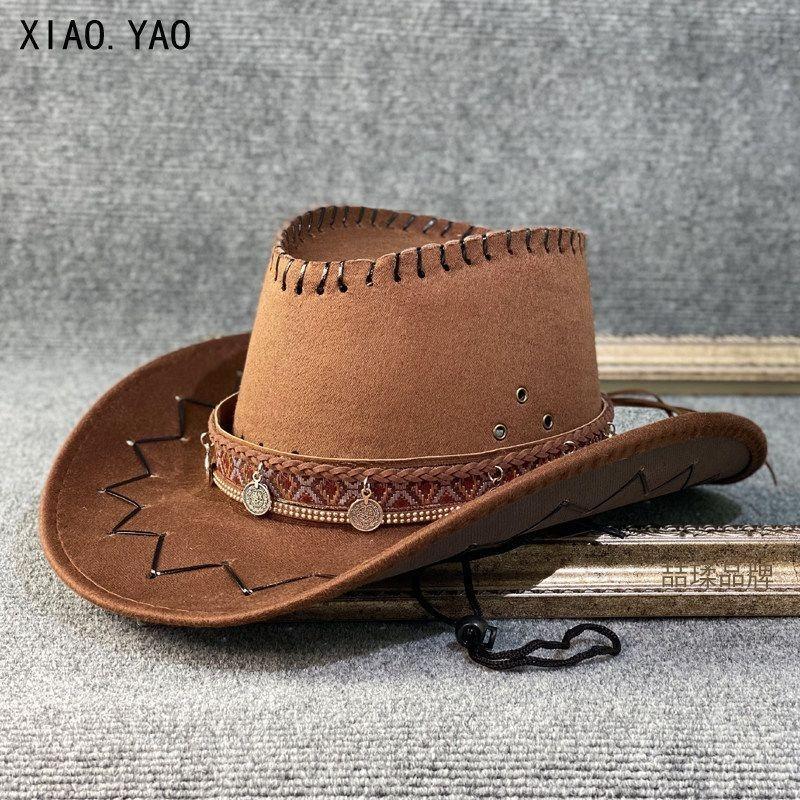 Vintage Ethnic Western Cowboy Hat Unisex Outdoor Sun Protection Travel Hat
