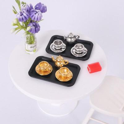 4Pcs Dollhouse Handmade Miniature Tea Cup Model Simulation Micro Tea Pot Scene Ornaments DIY Decorative Accessories