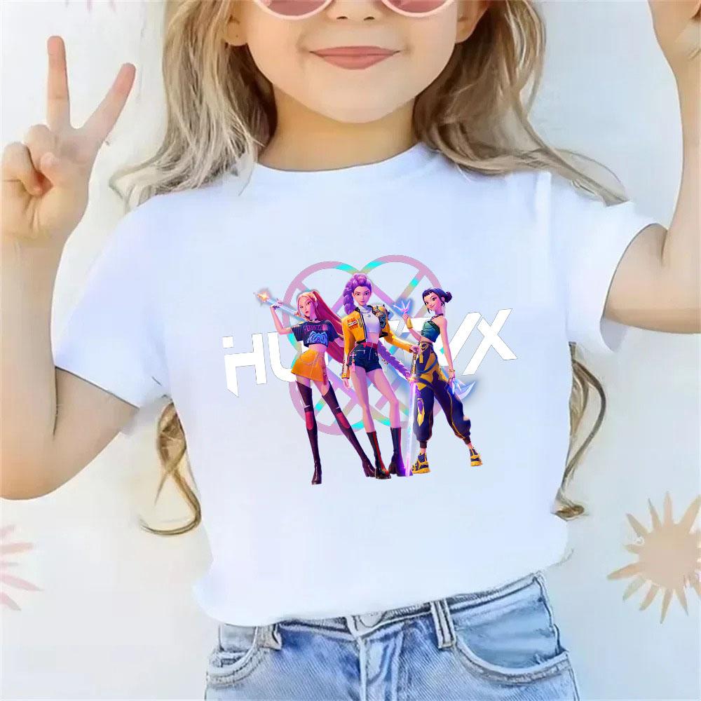 KPop Dämonenjäger T-Shirt Sommer Kurzarm-Tee für Freizeit Locker Mädchen Junge Grafikdruck Oberteile